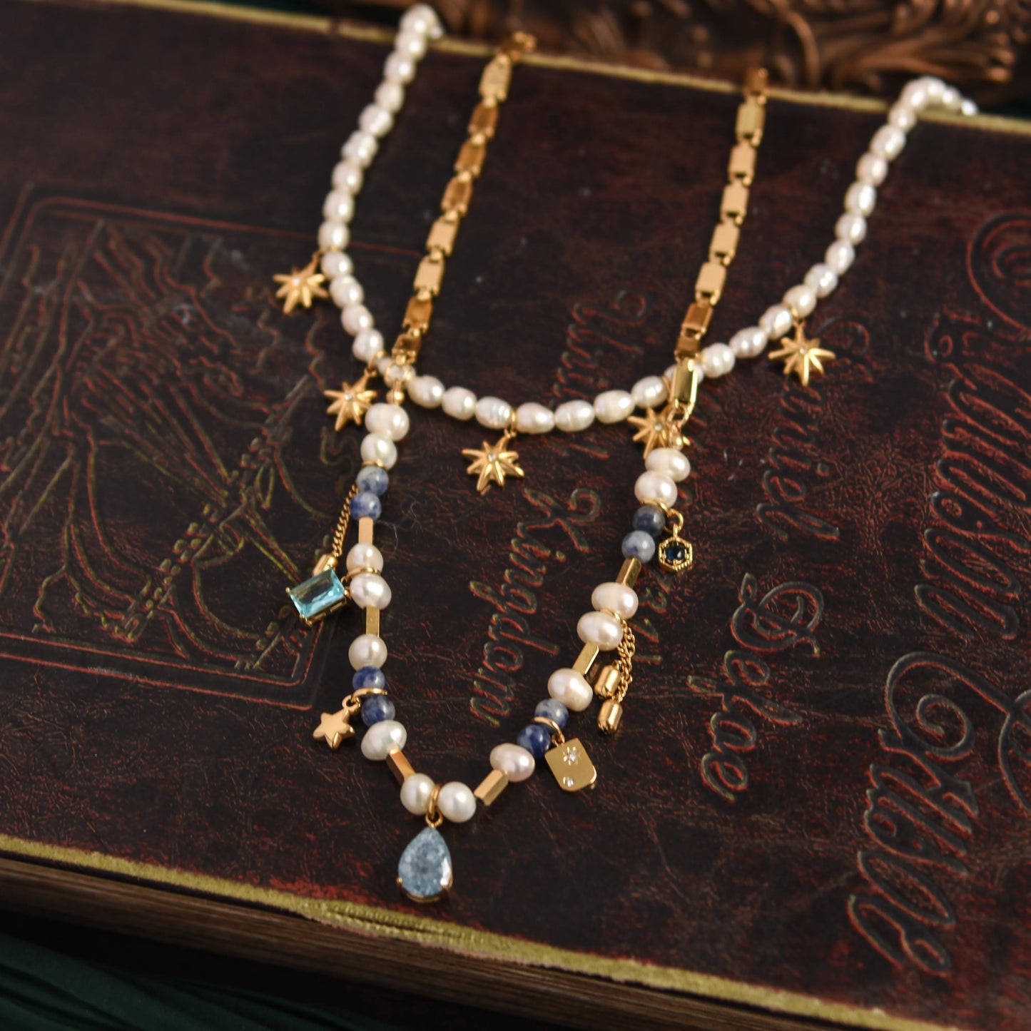 Brass With 18K Freshwater Pearl Natural Beads Necklace Women Jewelry Punk Designer Runway Rare Gown Boho Japan Korean