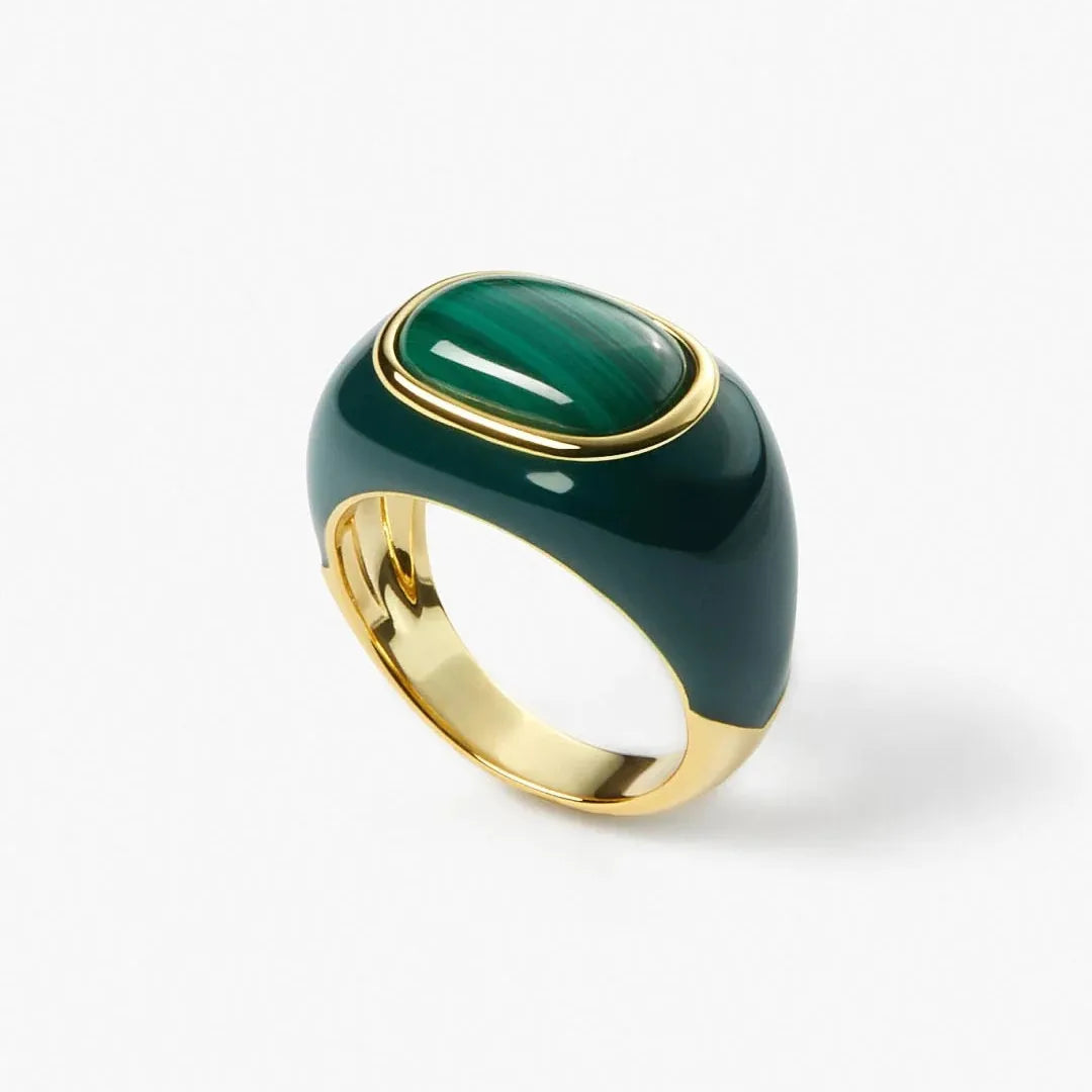 Brass Natural Turquoise Shell Solid Rings Women Jewelry Punk Designer Club Cocktail Party Boho Japan Korean