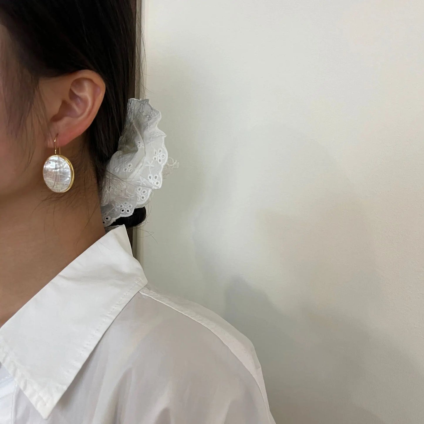 Brass With 18K Gold Natural Shell Earring Women Jewelry Punk Designer Club Cocktail Party Boho Japan Korean
