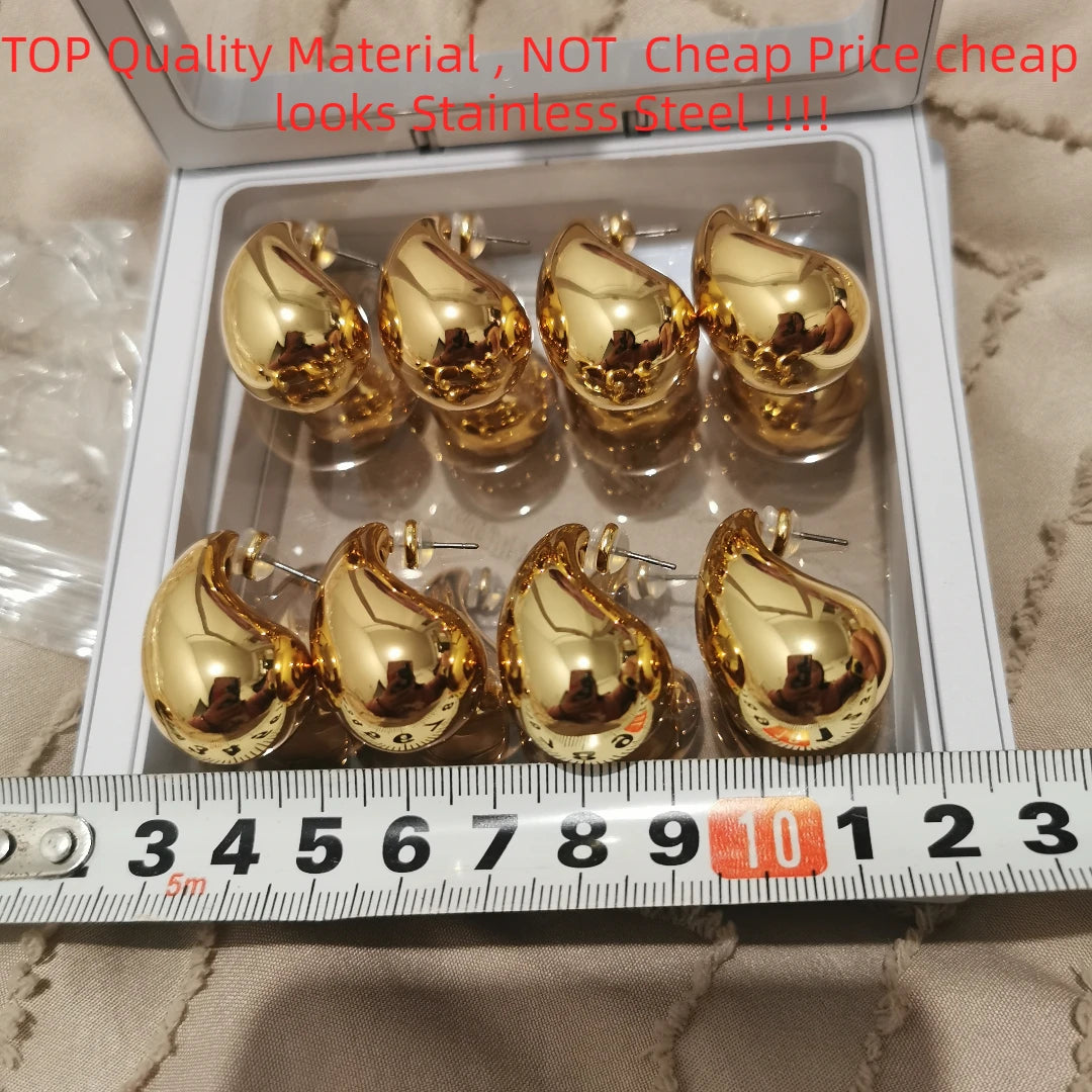Brass Water Drop Half Empty Stud Earrings Women Jewelry Punk Party T Show Gown Runway Trendy Korean Japan Israel Style INS