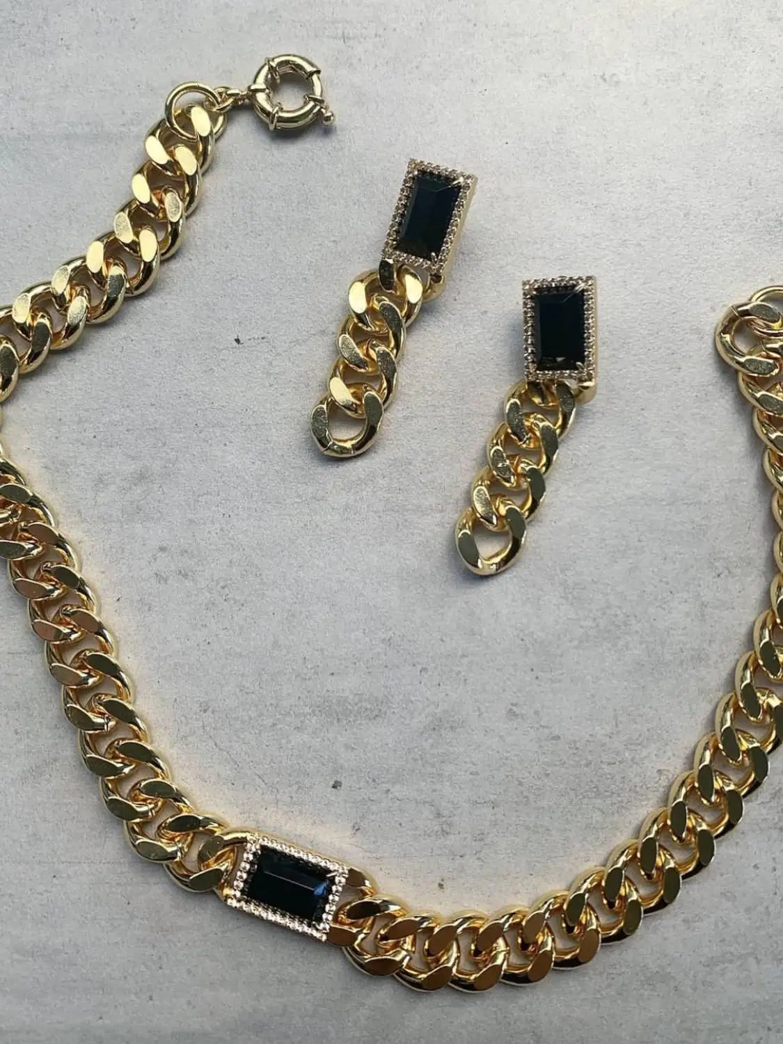 Brass With 18K Gold Zircon Black Jade Statement Necklace Women Jewelry Runway Gown Hiphop Rare Glam Japan Korean Fashion