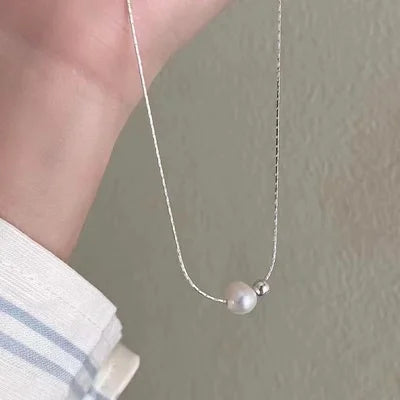 Pure 925 Sterling Silver Snake Chain Baroque Pearl Beads Necklace S925 Designer T Show Runway Gown Rare INS Japan Korean