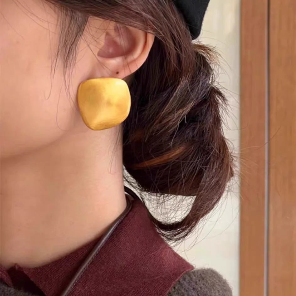 Brass With 18K Gold Big Beads Earrings Women Jewelry Punk Party T Show Gown Runway Trendy Korean Japan INS