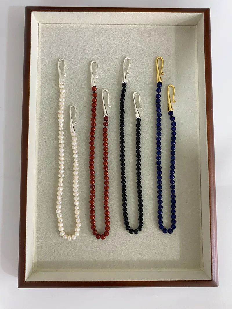 Brass Natural Beads Pearl Necklace Women Jewelry Punk Designer Runway Rare Gown Boho Japan Korean