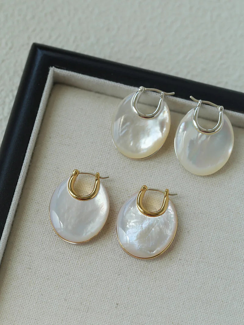 Brass With 18K Gold Shell Hoop Earrings Women Jewelry Punk Party T Show Gown Runway Korean Japan INS