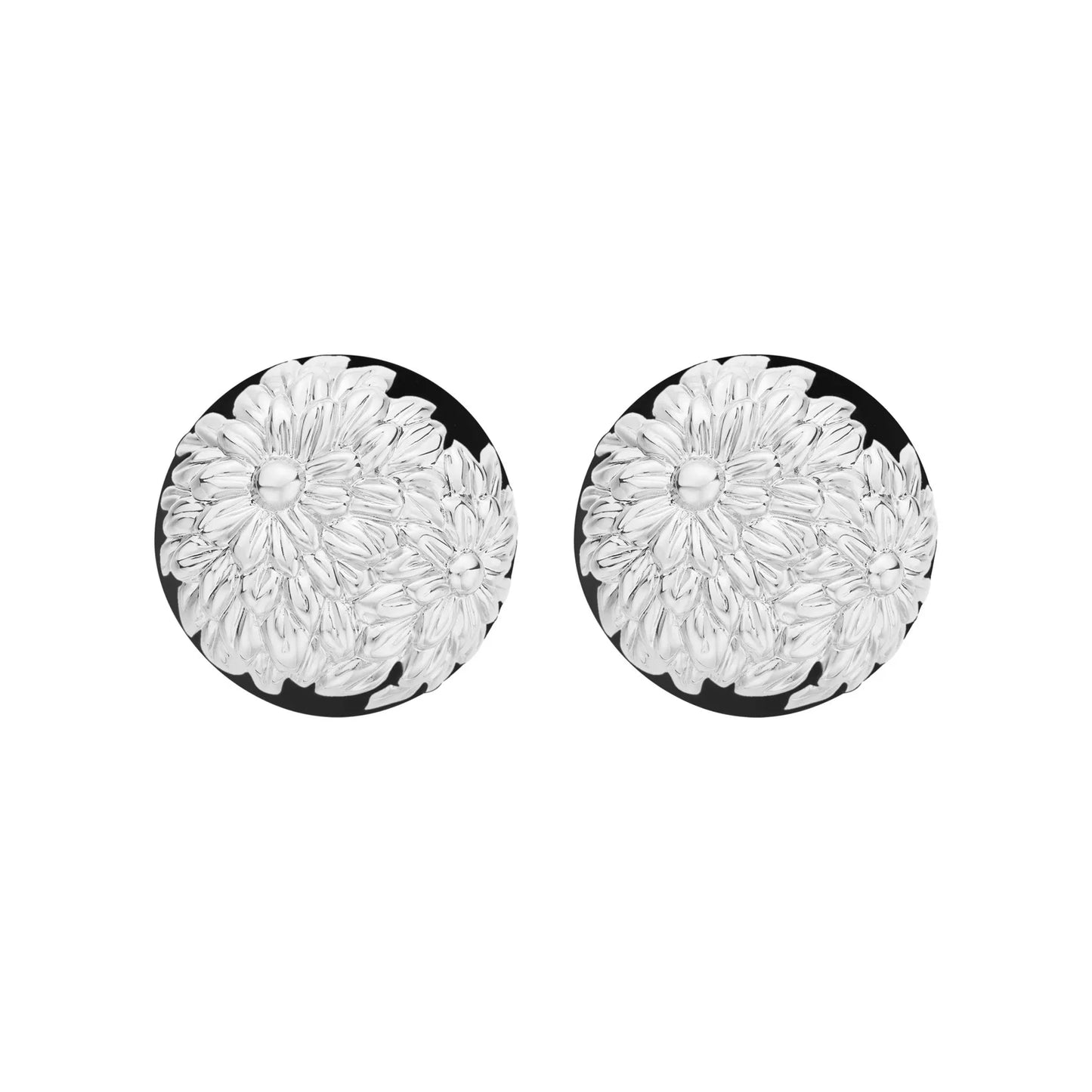 Brass With 18K Gold Retro Big Floral Stud Earrings Women Jewelry Punk Party T Show Gown Runway Korean Japan INS