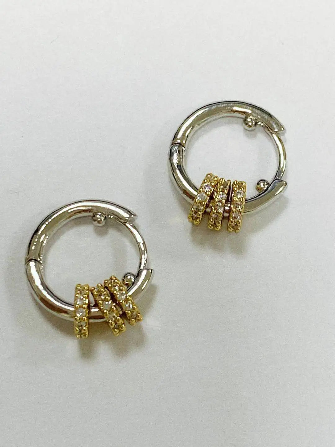 Brass With 18K Gold AAA Zircon Tripe Ring Hoop Earrings Women Jewelry Party T Show Gown Punk Gothic Top Runway Korean Japan