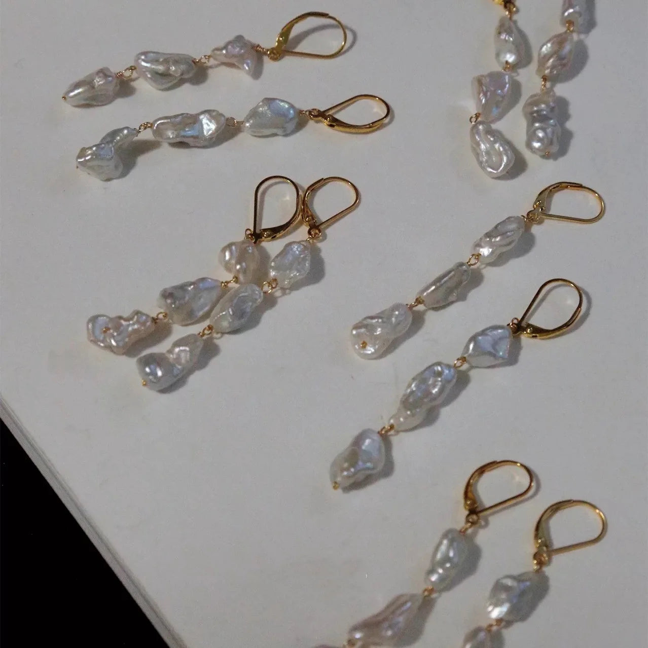 Brass With 18K Gold Natural Freshwater Pearl Drop Earrings Women Jewelry Punk Party T Show Gown Runway Korean Japan INS