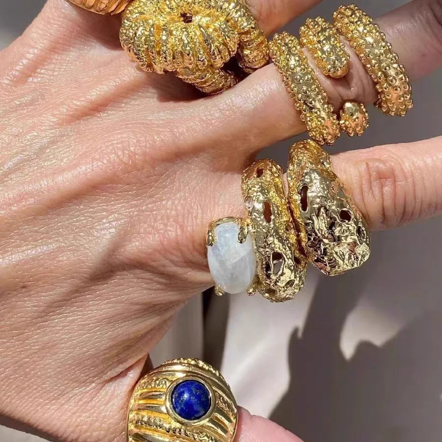 Brass White Crystal Solid Floral Rings Punk Gothic Party Designer Club Cocktail Party Gown Amazing Gift Trendy Top Jewelry