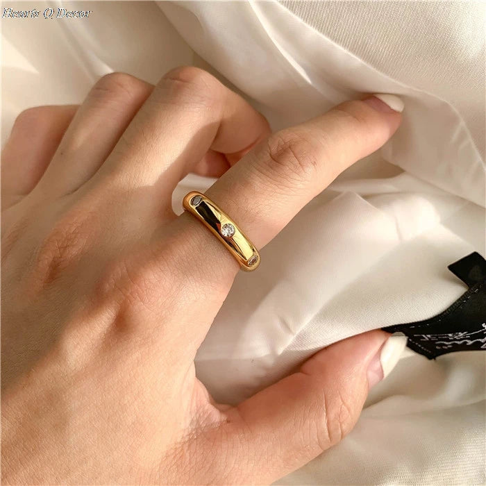 Brass Zirconia Band Statement Rings Punk Style Designer Club Cocktail Party Gown Amazing Gift Trendy Top Jewelry Korean Japan