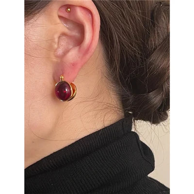Brass Stunning Retro Colorful Half Ball Stud Earrings Women Jewelry Punk Party T Show Classic Gown Runway Korean Japan Style