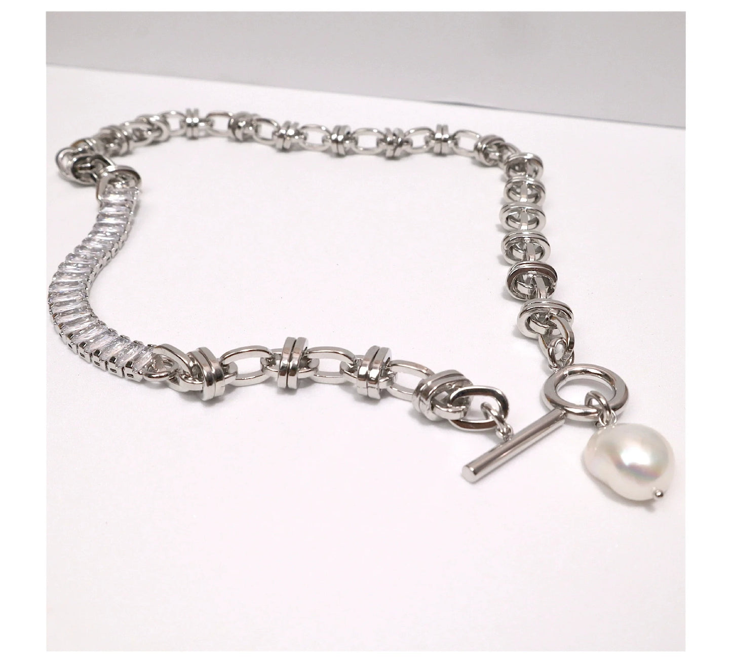 Brass With 18K Gold AAA Zircon Real Pearl Choker Necklace Women Jewelry Party Designer T Show Runway