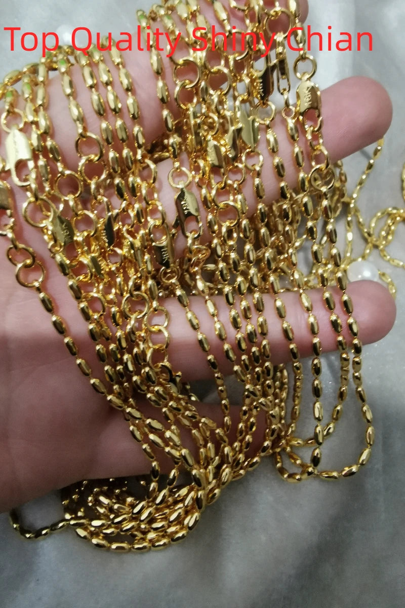 Titanium With 18K Gold Beads Chian Real Pearl Choker Necklace Designer T Show Runway Gown Rare INS Japan Korean Boho Top