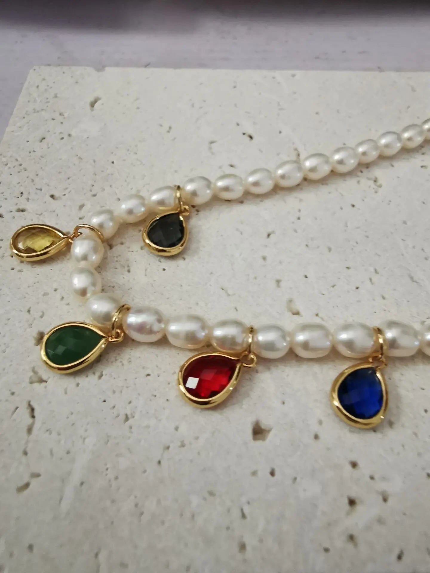 Colorful Zirconia Beads Natural Real Pearl Necklace Women Jewelry Party Designer T Show Runway Gown Japan Korean