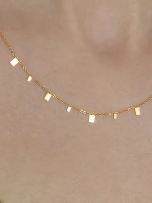 Titanium Waterdrop Square Charms Choker Necklace Punk Statement Designer T Show Runway Gown Sweety Boho Amazing Jewelry