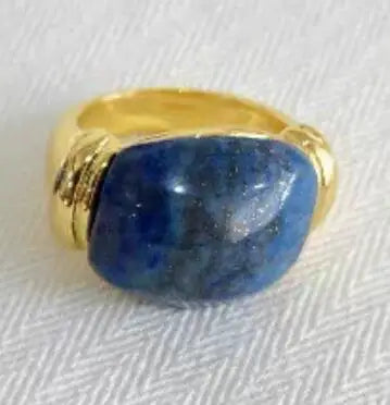 Brass Chunky Natural Stone Solid Rings Women  Jewelry Punk Designer Club Cocktail  Party Boho Japan Korean