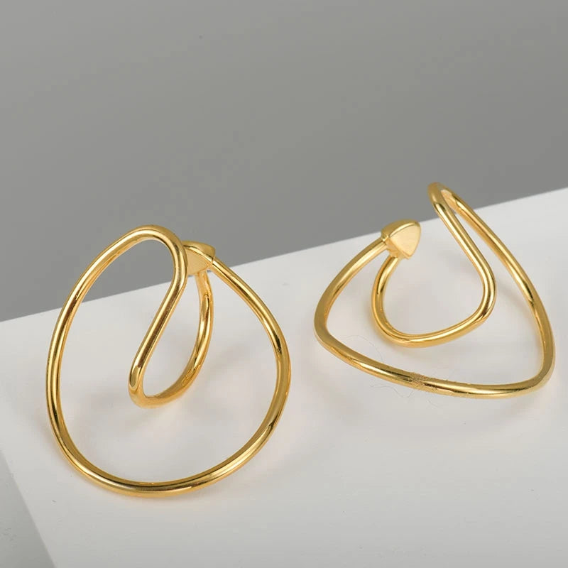 Brass With 18K Gold Twist Non Pieried Clip  Earrings Women Jewelry Punk Party Gown Runway Korean Japan INS Boho Top