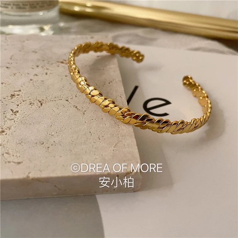 Brass With 18K Irregular Bangle Women Jewelry Chic Gown Party T Show Sweet Boho OL Simply INS Japan Korean