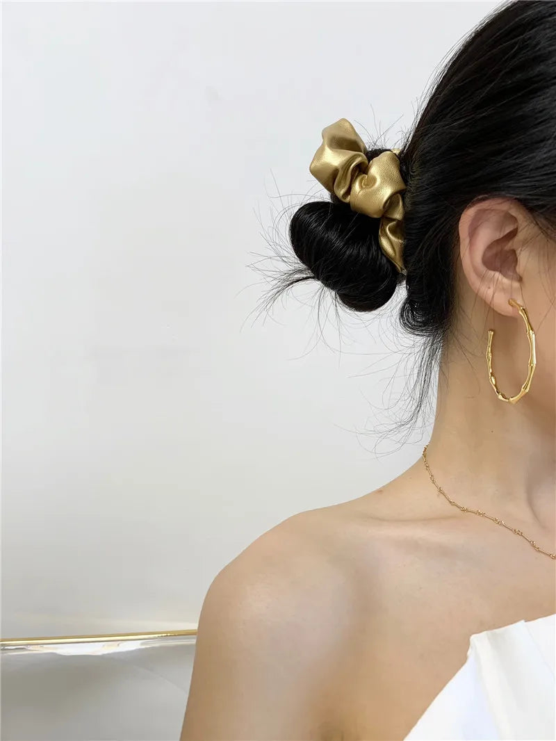 Brass With 18k Gold Simply BIg Size Bamboo Earrings Women Jewelry Party T Show Gown Runway Rare Korean Japan Trendy INS