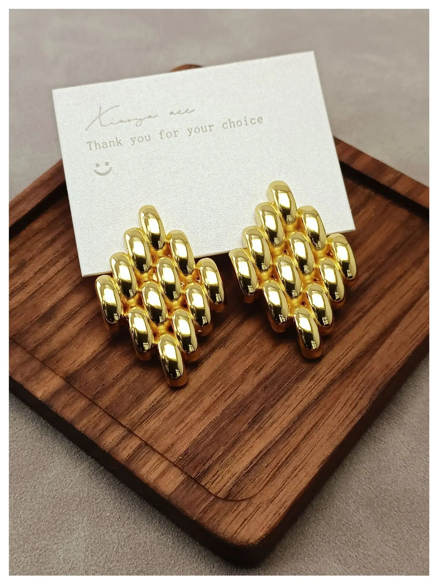 Brass With 18K Geo Braided Stud Earring Women Jewelry Punk Designer Runway Rare Simply Gown Boho Japan Korean