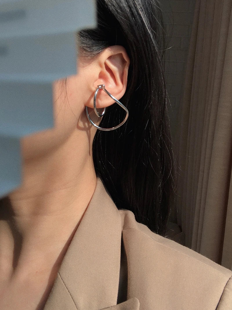 Brass With 18K Gold Twist Non Pieried Clip  Earrings Women Jewelry Punk Party Gown Runway Korean Japan INS Boho Top