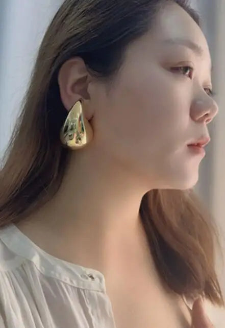 Brass Chunky Huge Size 5CM 4CM 3CM Water Drop Earrings Women Jewelry Punk Party T Show Gown Runway Korean Japan INS
