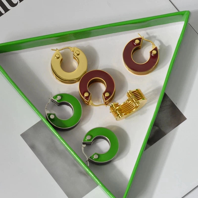 Brass With 18k Gold Top Quality Colorful CC Earrings Women Jewelry Party Boho T Show Gown Runway Rare Korean Japan Stuning