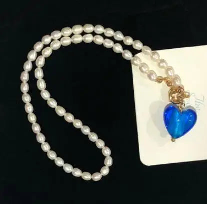 Titanium With 18K Gold  Real Pearl Heart Choker Necklace Women Jewelry Punk Party Designer Club Cocktail Ins Rare Japan Korea
