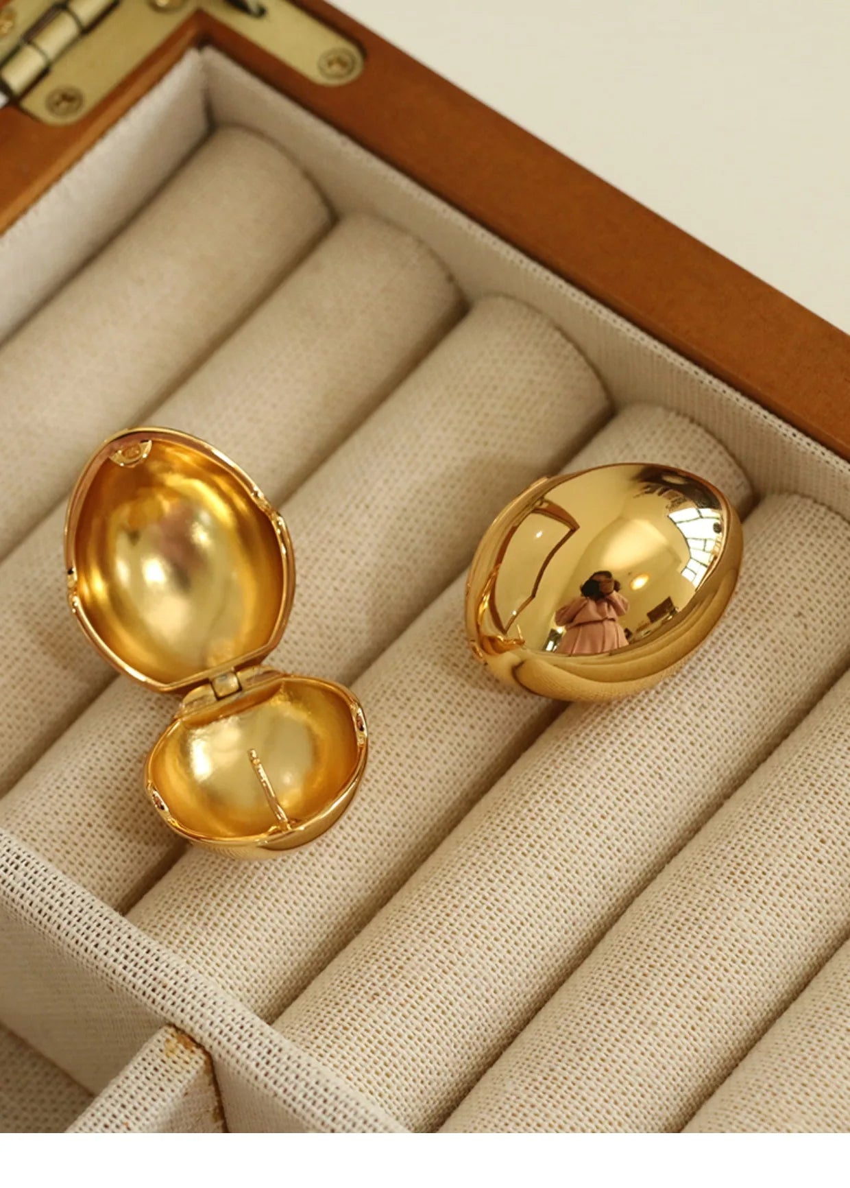 Brass Shiny Eggs Stud Earrings Women Jewelry Punk Party T Show Gown Runway Trendy  Korean Japan Israel  Style INS