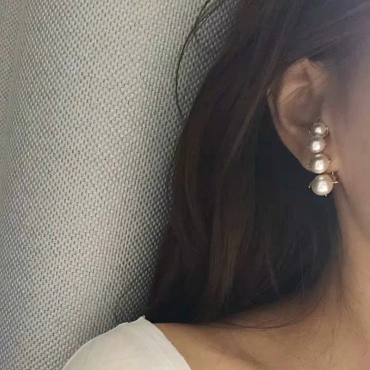 Brass Faux Pearl Clip Earrings Women Jewelry Punk Party Runway T Show Classic Gothic Korean Japan INS Hiphop Top