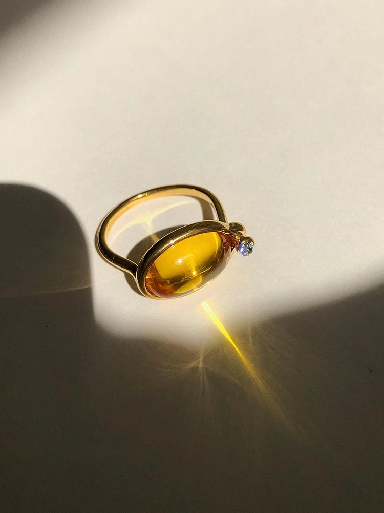 Brass With 18 K Gold Colorful Rhinestone Crystal Ring Women Jewlery Designer T Show Club Cocktail Party Rare Japan Korean