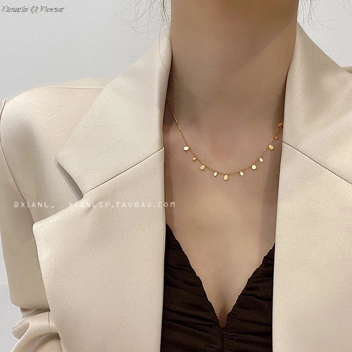 Titanium Waterdrop Square Charms Choker Necklace Punk Statement Designer T Show Runway Gown Sweety Boho Amazing Jewelry