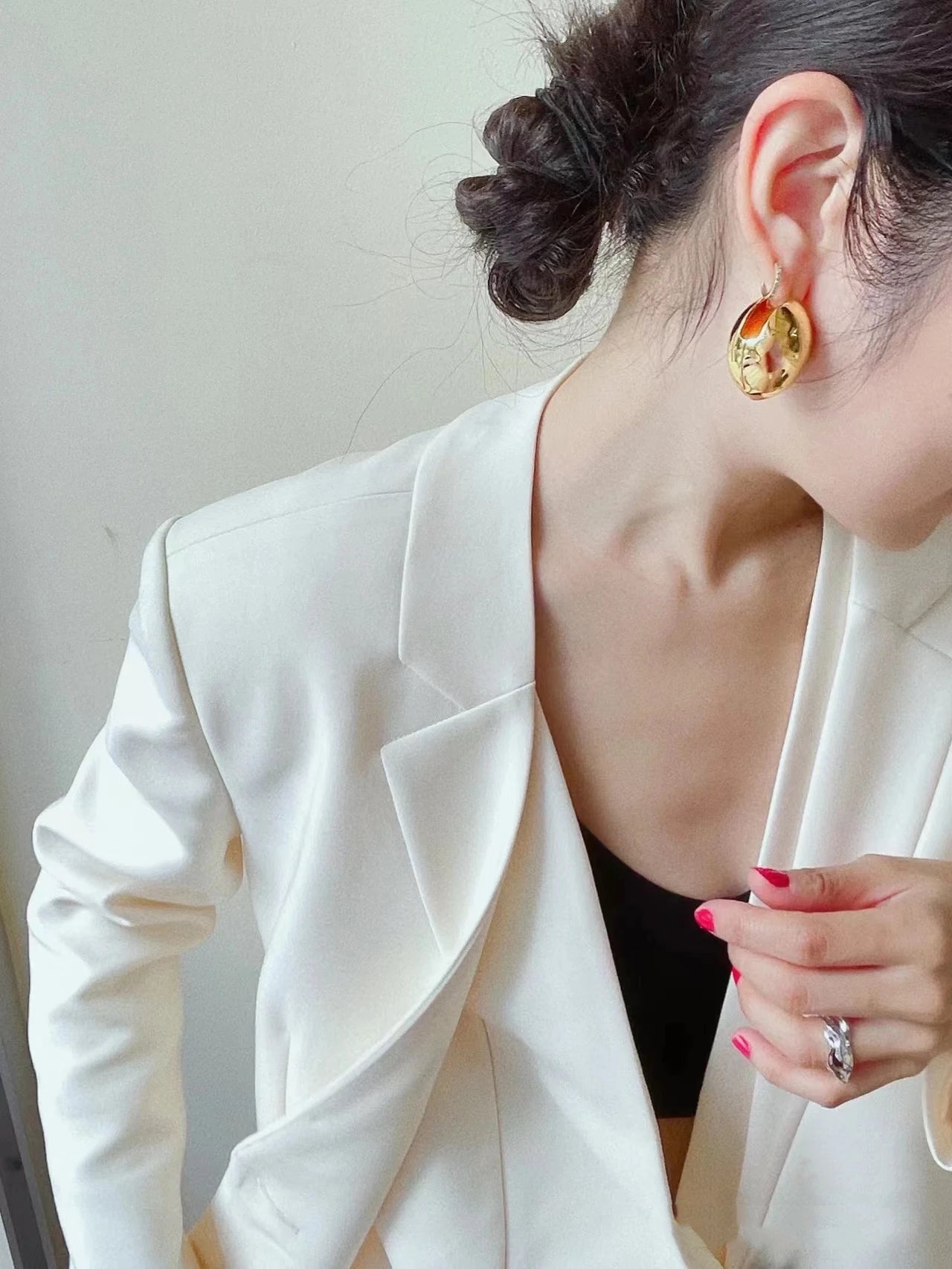 Brass With 18K Geo Simply Statement Egg Earrings Punk Party Gown Runway rare Boucle d'oreille Korean Japan Style Fashion
