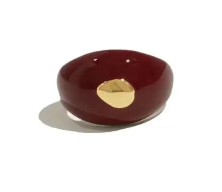 Brass White Red Enamel Solid Ring Women Jewelry Punk Party Designer Club Cocktail  Party Gown Trendy Top Japan
