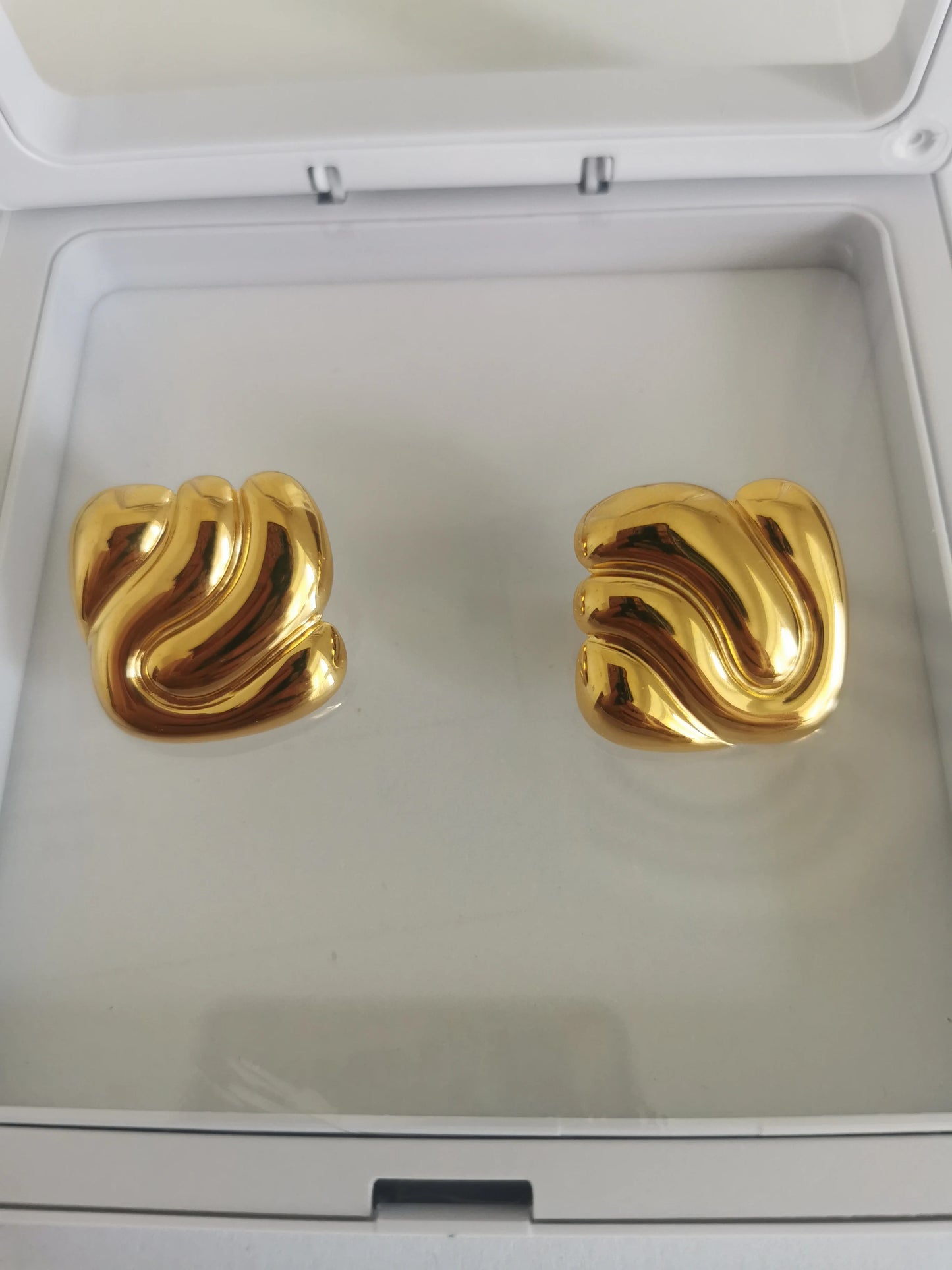 Brass With 18k Gold Square Stud Earrings Women Jewelry Punk Designer Club Cocktail  Party Boho Japan Korean