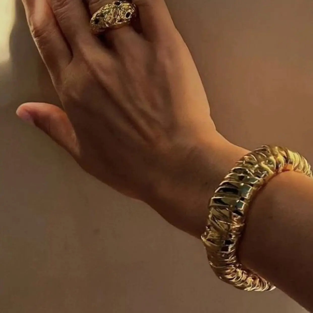 Brass Chunky Twist Ring Bangles Women  Jewelry Punk Designer Club Cocktail  Party Boho Japan Korean