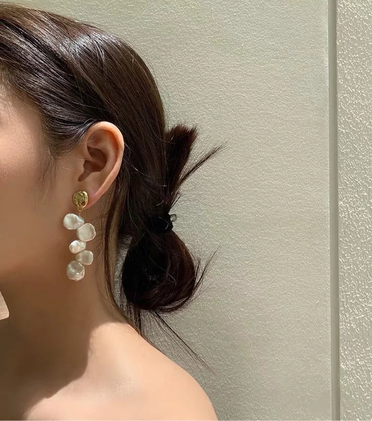 Glam Real Baroque Pearl Geo Statement Clip Earring Women Jewelry Punk Party Gown Brincos T Show Runway Rare Korean Japan
