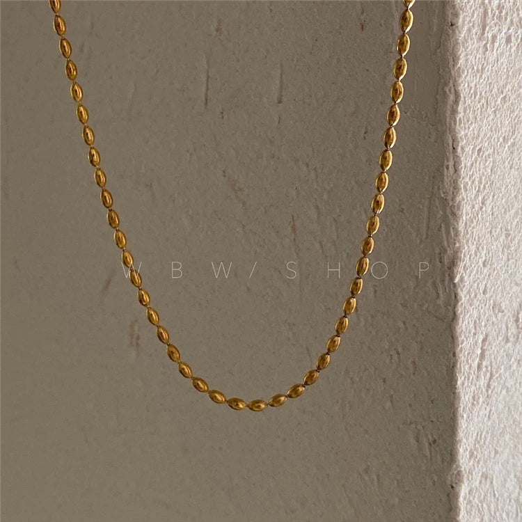 Titanium With 18K Gold Beaded Chains Pave Choker Necklace  Women Stainless Steel Jewelry Runway Gown Hiphop Rare Glam Japan Ins