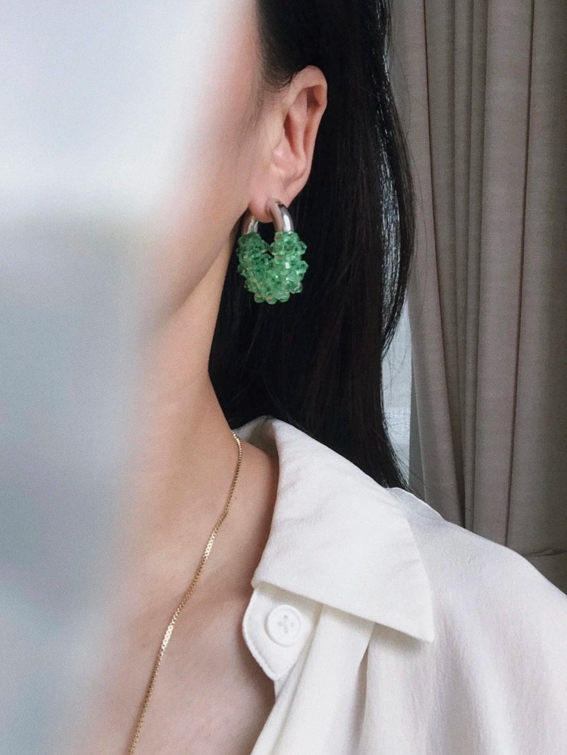 Brass With White Gold Colorful Resin Drop Earrings Women  Jewelry Punk Party Gown  Runway rare Boucle  Korean Japan INS Boho Top