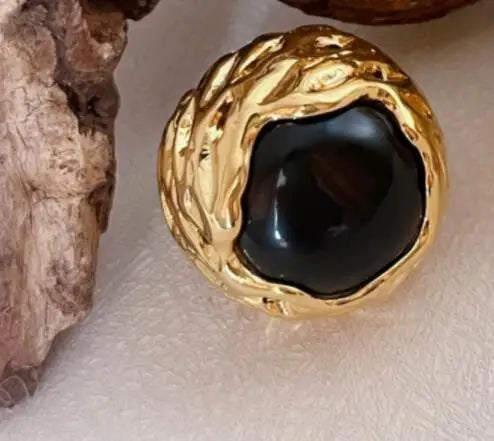 Brass Solid Natural Stone Colorful Ring Women Jewelry Punk Party Designer Club Cocktail  Party Gown Trendy Top Japan