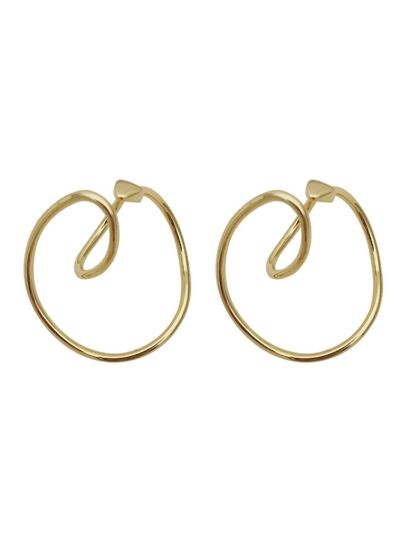 Brass With 18K Gold Twist Non Pieried Clip  Earrings Women Jewelry Punk Party Gown Runway Korean Japan INS Boho Top