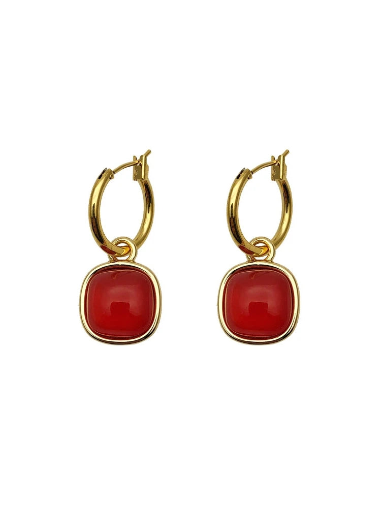 Brass With 18k Gold Candy Color Crystal Statement Drop Earrings Women Jewelry Party Boho T Show Gown Runway Rare Korean Japan