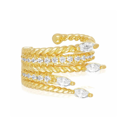 Brass  With 18K Gold Non Periced AAA Zircon Claw Ear Earrings Single PC Punk Party Gown Runway Rare  Korean Japan Boho Hiphop