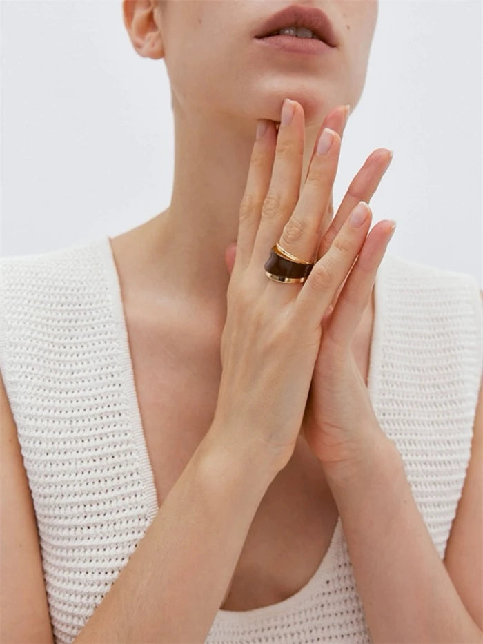 Brass Chocolate Color Layered Rings Women  Jewelry Punk Designer Club Cocktail  Party Boho Japan Korean