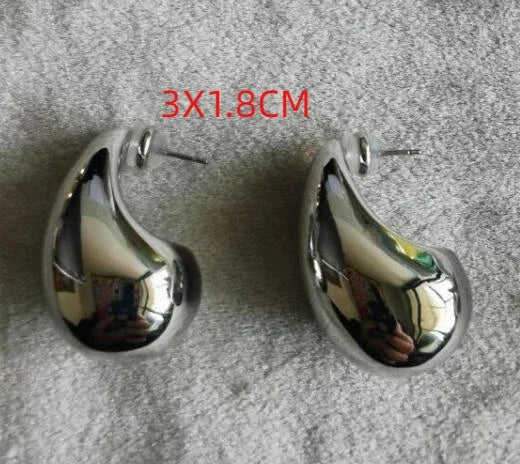 Brass Chunky Huge Size 5CM 4CM 3CM Water Drop Earrings Women Jewelry Punk Party T Show Gown Runway Korean Japan INS
