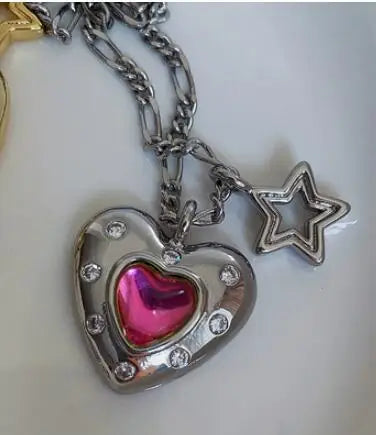 Brass AAA Zircon Iregular Heart Pendant  Earrings Women Jewelry Punk Designer Runway Rare Simply Gown Boho Japan Korean