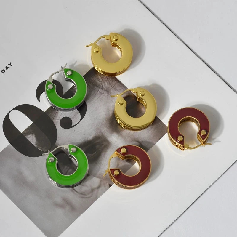 Brass With 18k Gold Top Quality Colorful CC Earrings Women Jewelry Party Boho T Show Gown Runway Rare Korean Japan Stuning