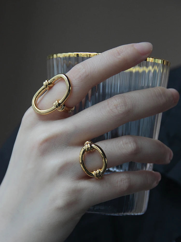 Titanium Cutout Solid Statement Ring Women Jewelry Punk Party Designer Club Cocktail  Party Gown Amazing Gift Trendy Top Japan