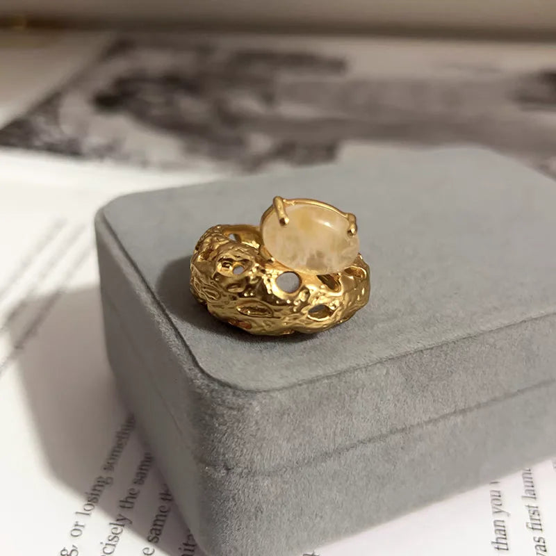 Brass White Crystal Solid Floral Rings Punk Gothic Party Designer Club Cocktail Party Gown Amazing Gift Trendy Top Jewelry