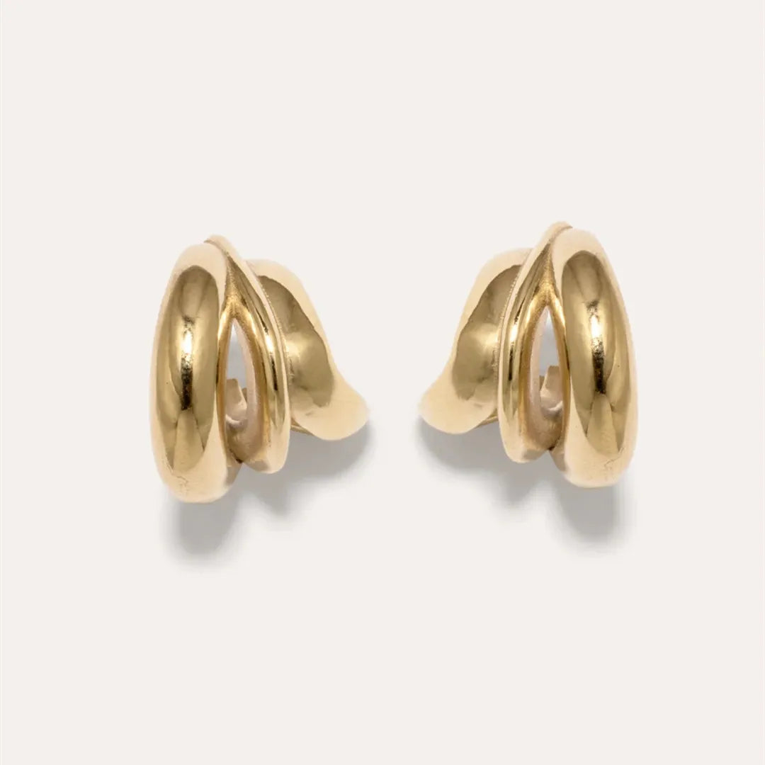Brass With 18K Small Size Twist Claw Hoop Earrings Women Jewelry Punk Party T Show Gown Runway Trendy  Korean Japan Israel INS